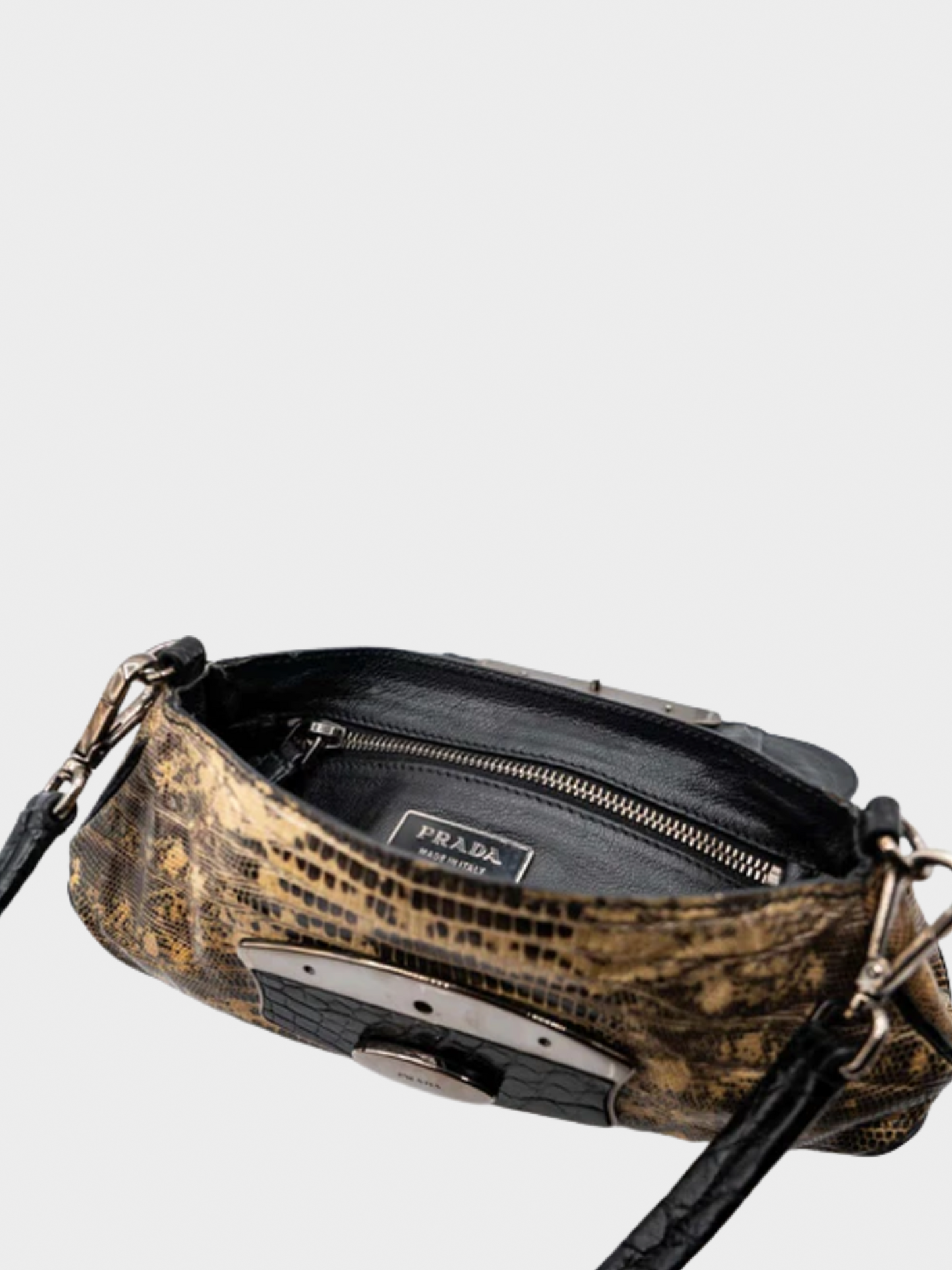 Prada FW 2004 Brown Lizard and Crocodile Crystal Embellished Skipper Shoulder Bag