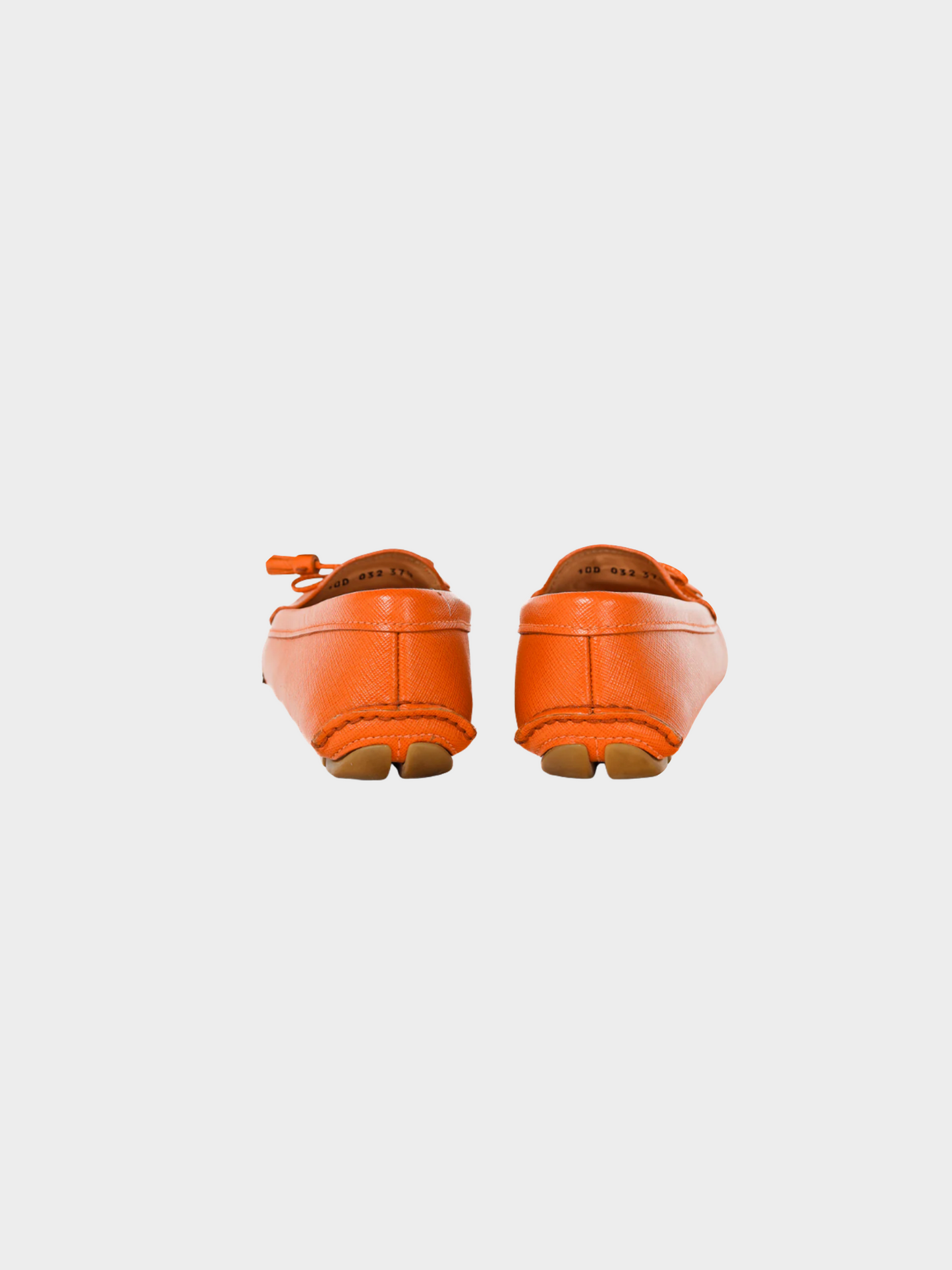 Prada 2000s Orange Saffiano Leather Tassel-Bow Loafers