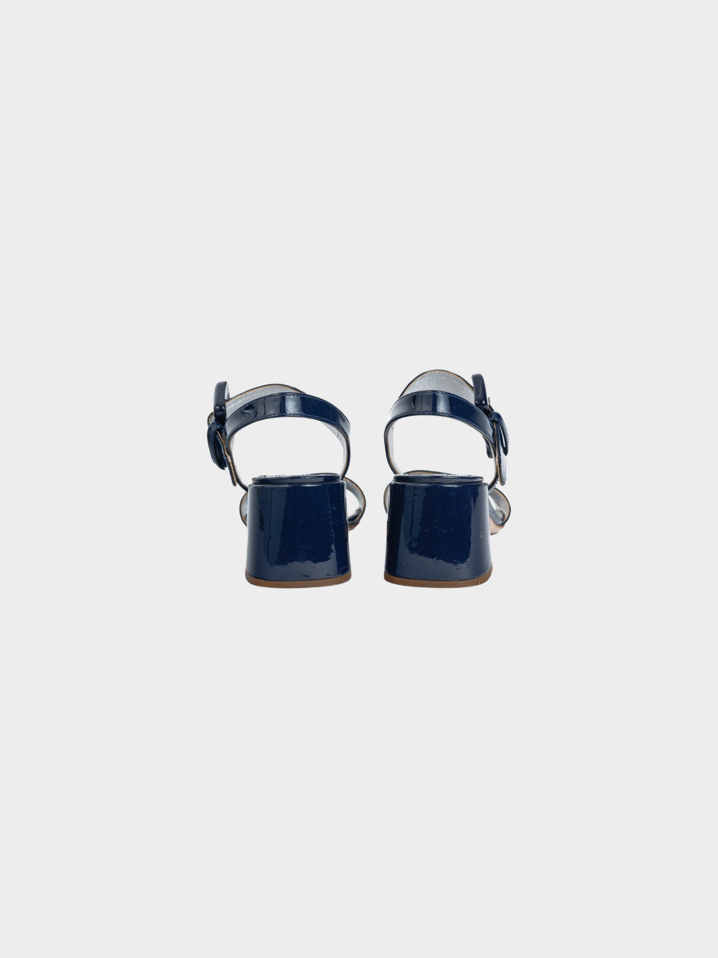 Prada 2015 Dark Blue Patent-Leather Buckled Sandals