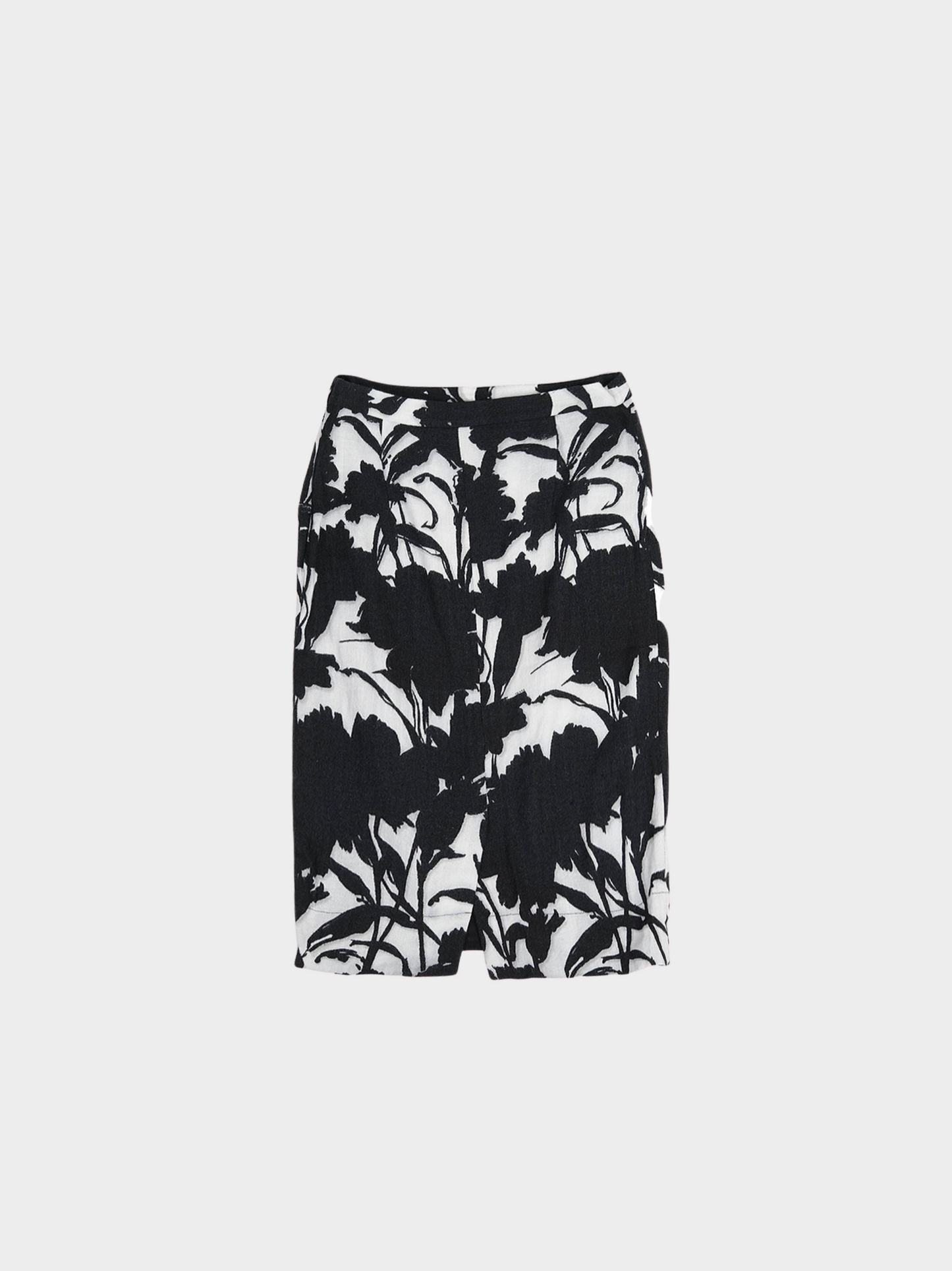 Prada SS 2001 Black and White Floral Midi Skirt