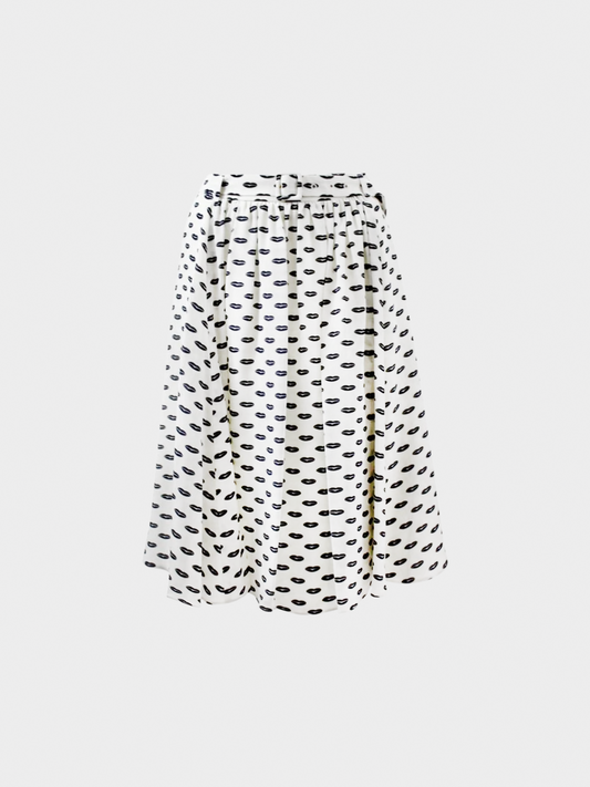 Prada Resort 2012 White Kissing Lips Silk Skirt