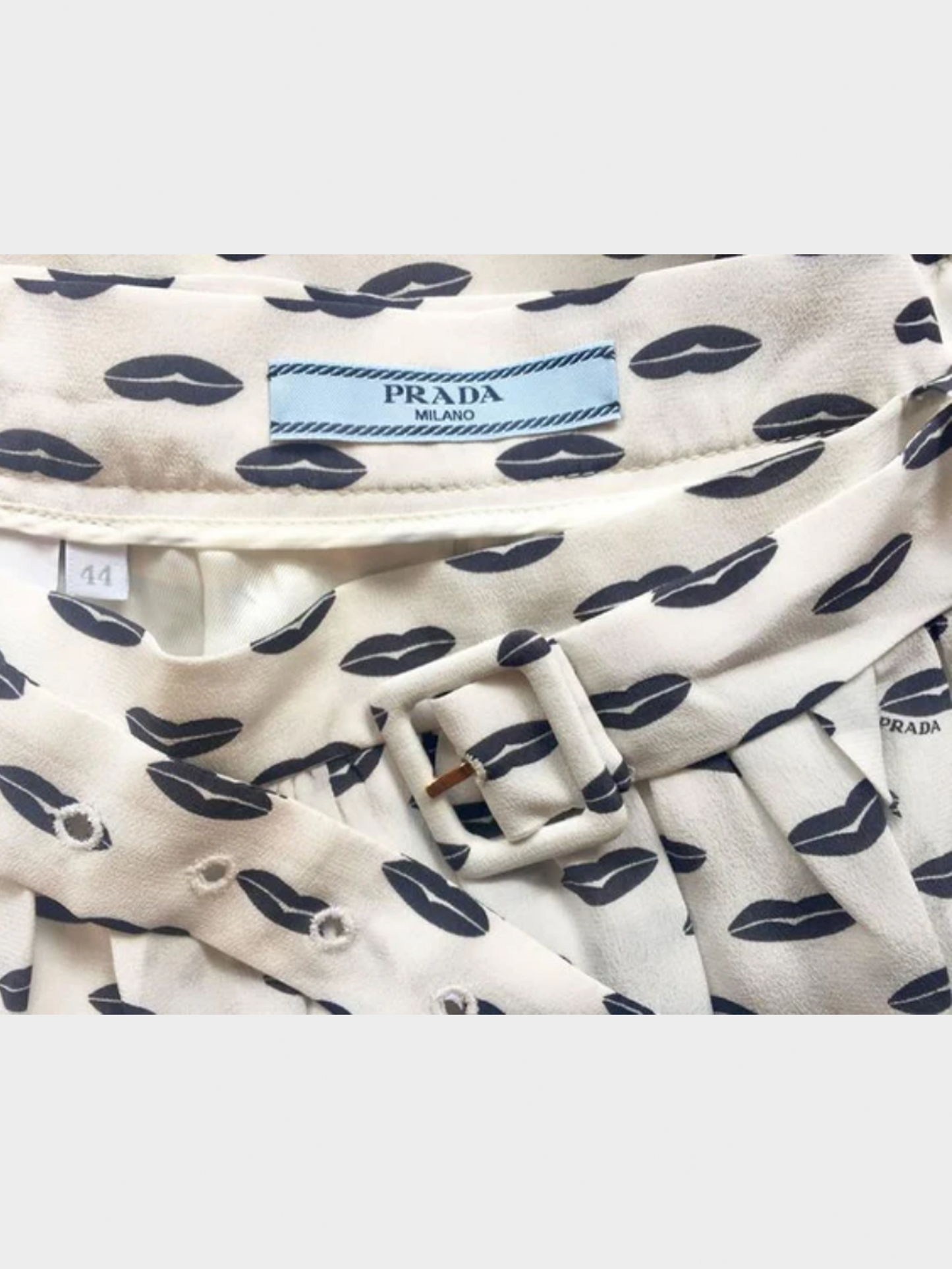 Prada Resort 2012 White Kissing Lips Silk Skirt