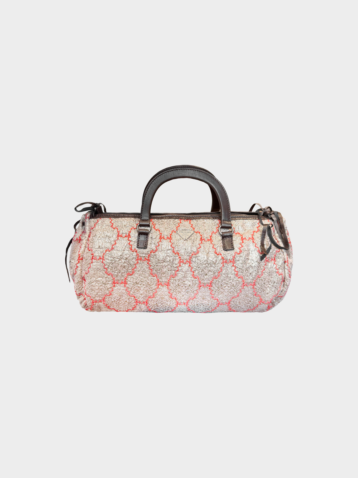 Prada 2002 Metallic Gold and Red Brocade Bag