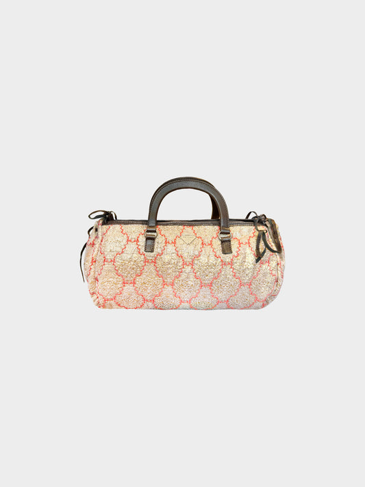 Prada 2002 Metallic Gold and Red Brocade Bag