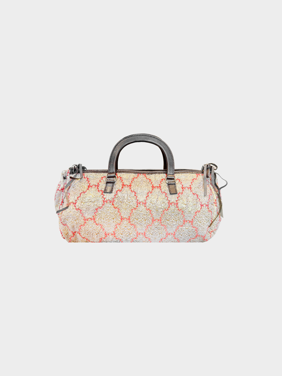 Prada 2002 Metallic Gold and Red Brocade Bag