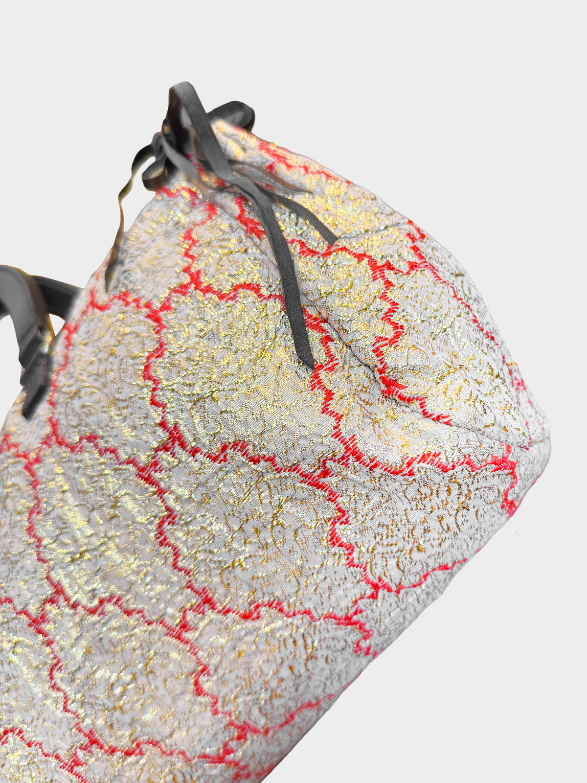 Prada 2002 Metallic Gold and Red Brocade Bag
