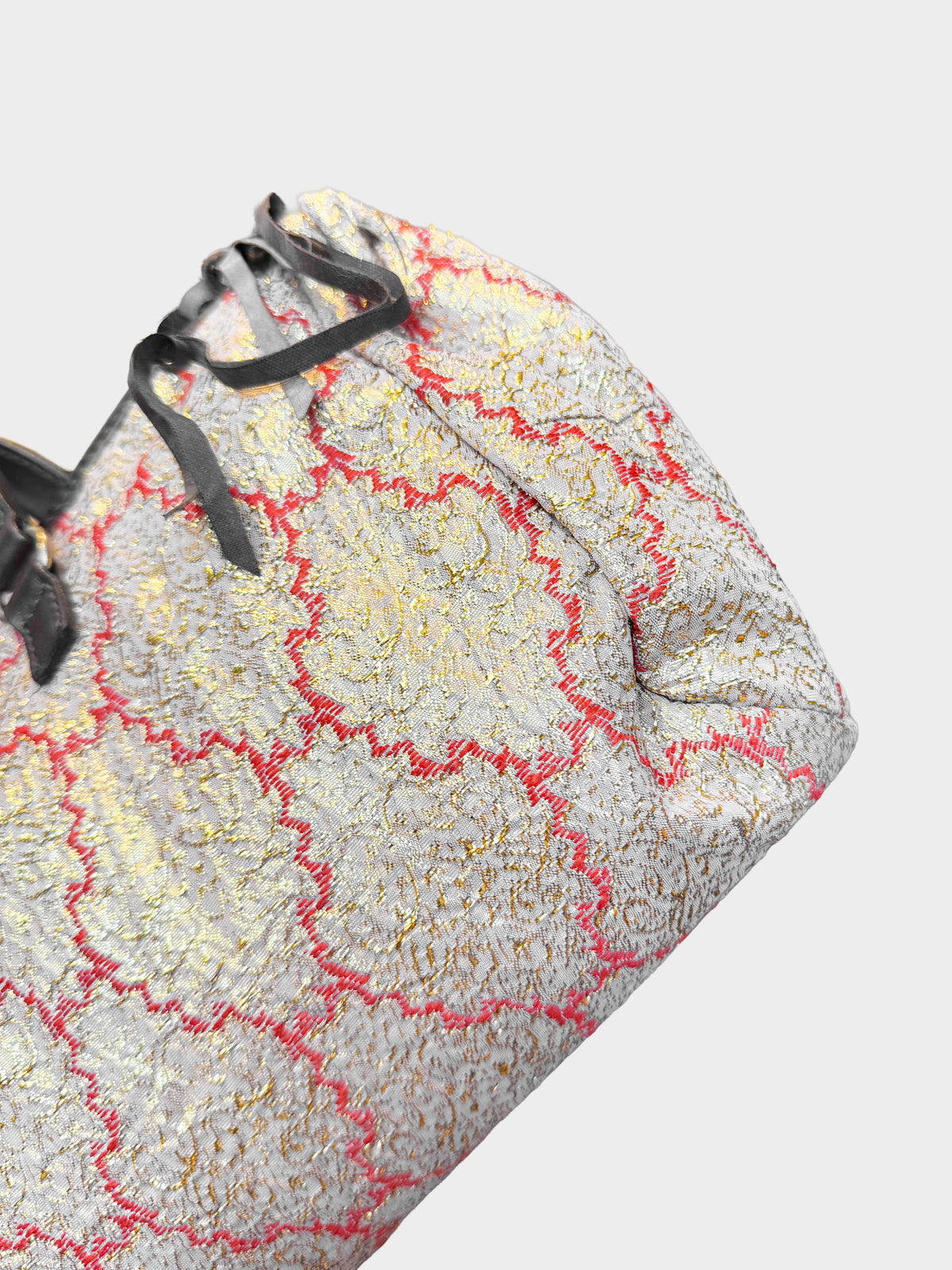 Prada 2002 Metallic Gold and Red Brocade Bag