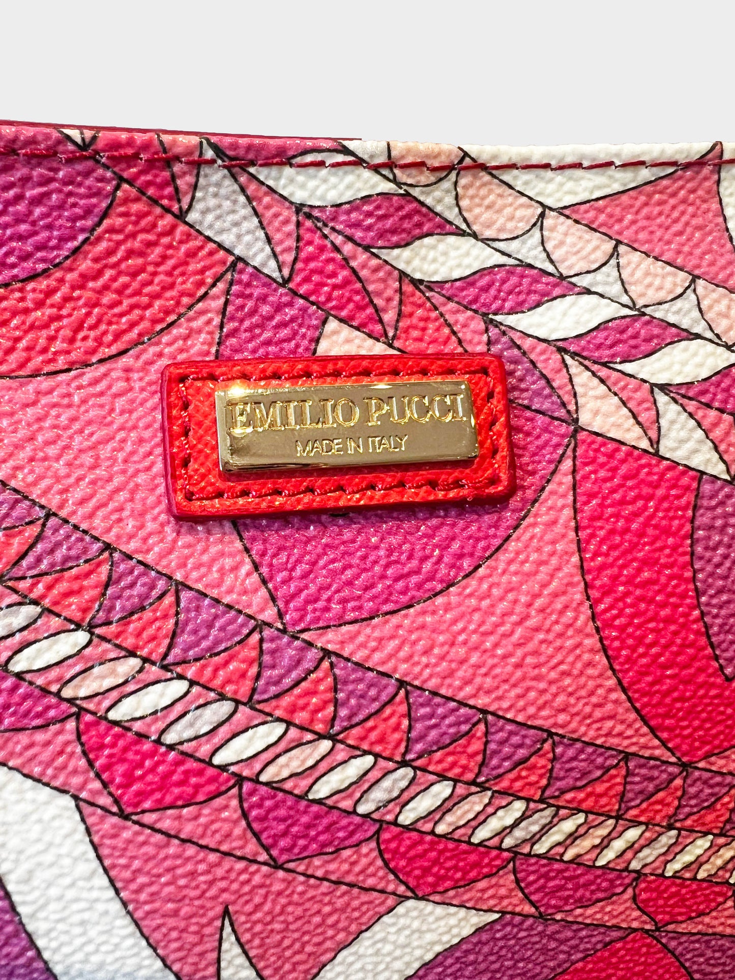 Emilio Pucci 2000s Pink and Purple Abstract Floral Print Leather Pouch