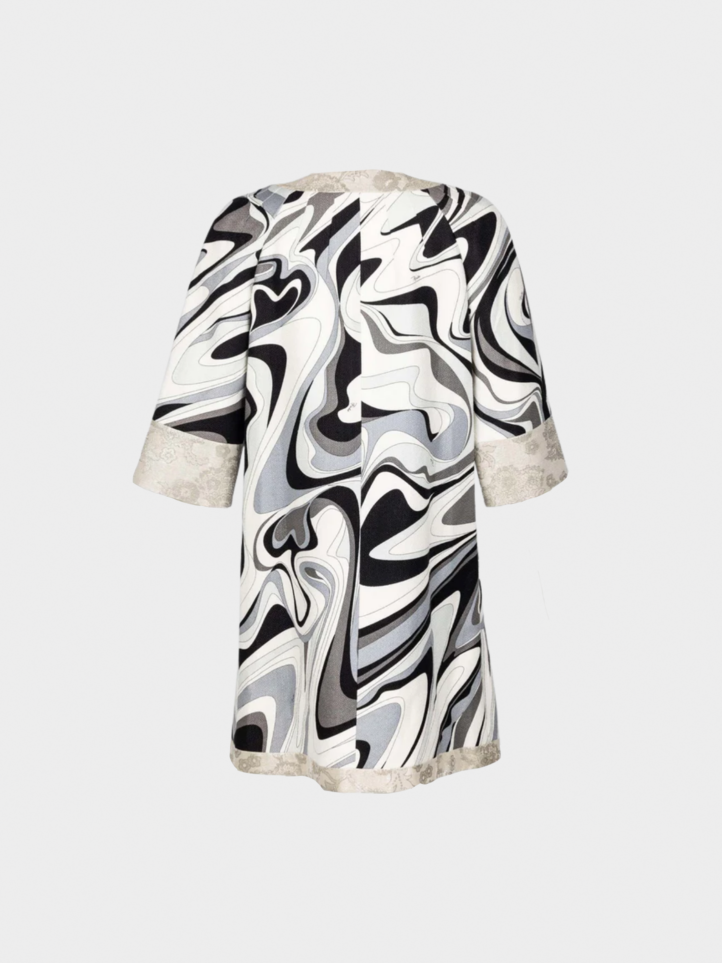 Emilio Pucci Spring 2007 Silver Black Print Runway Mod Evening Coat