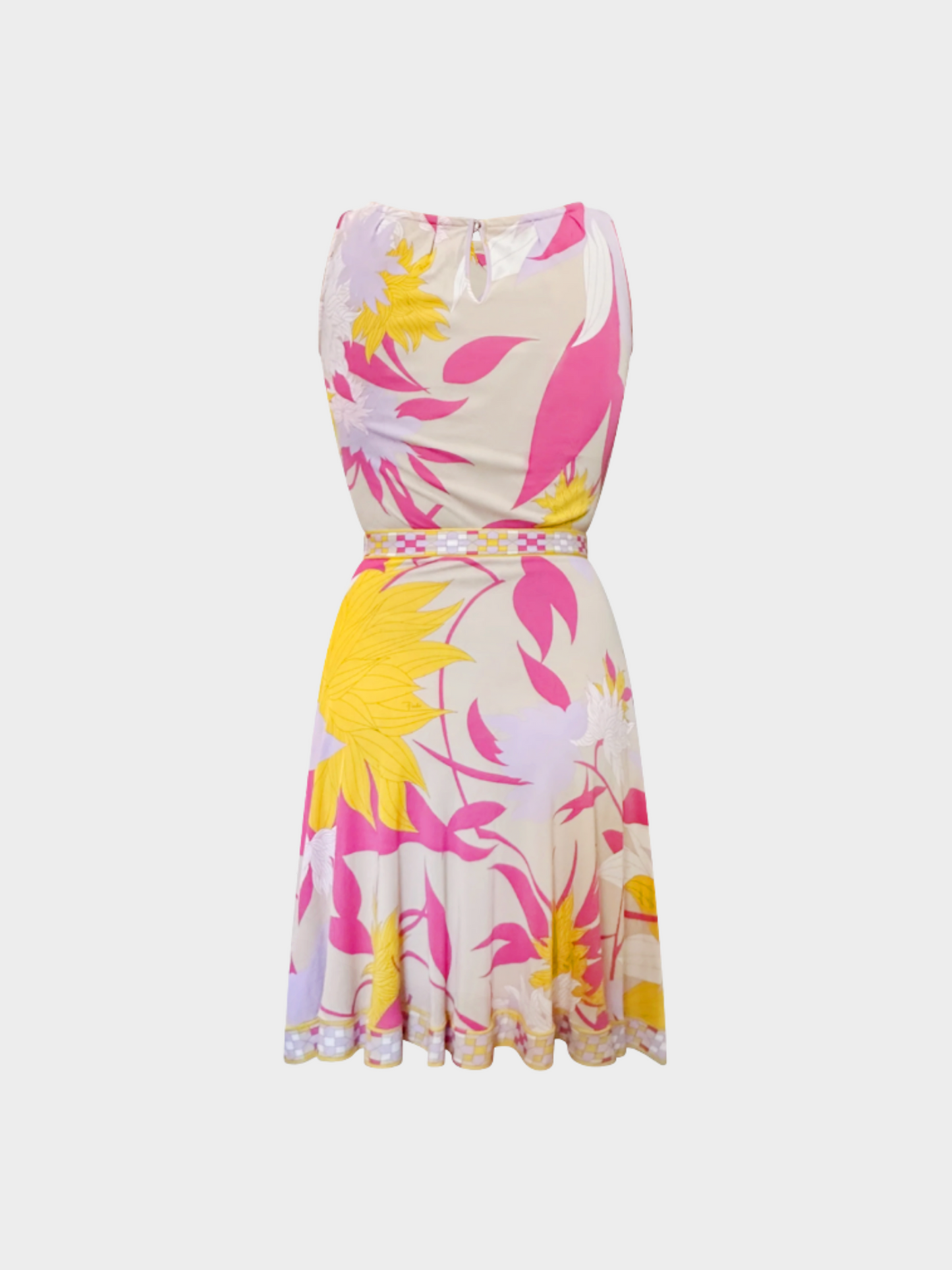 Emilio Pucci 2000s Pink and Yellow Flower Pattern Mini Dress