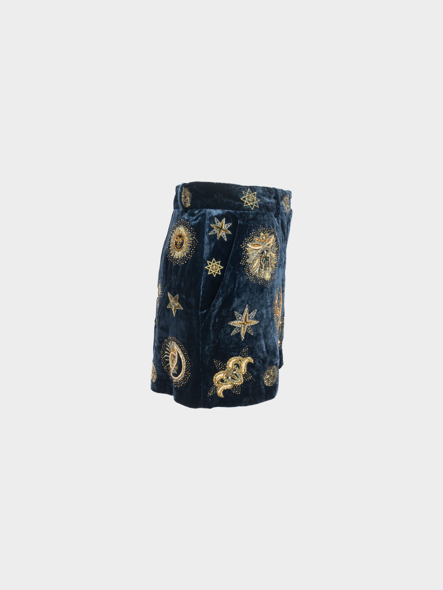 Emilio Pucci FW 2015 Navy-blue velvet Star Printed shorts