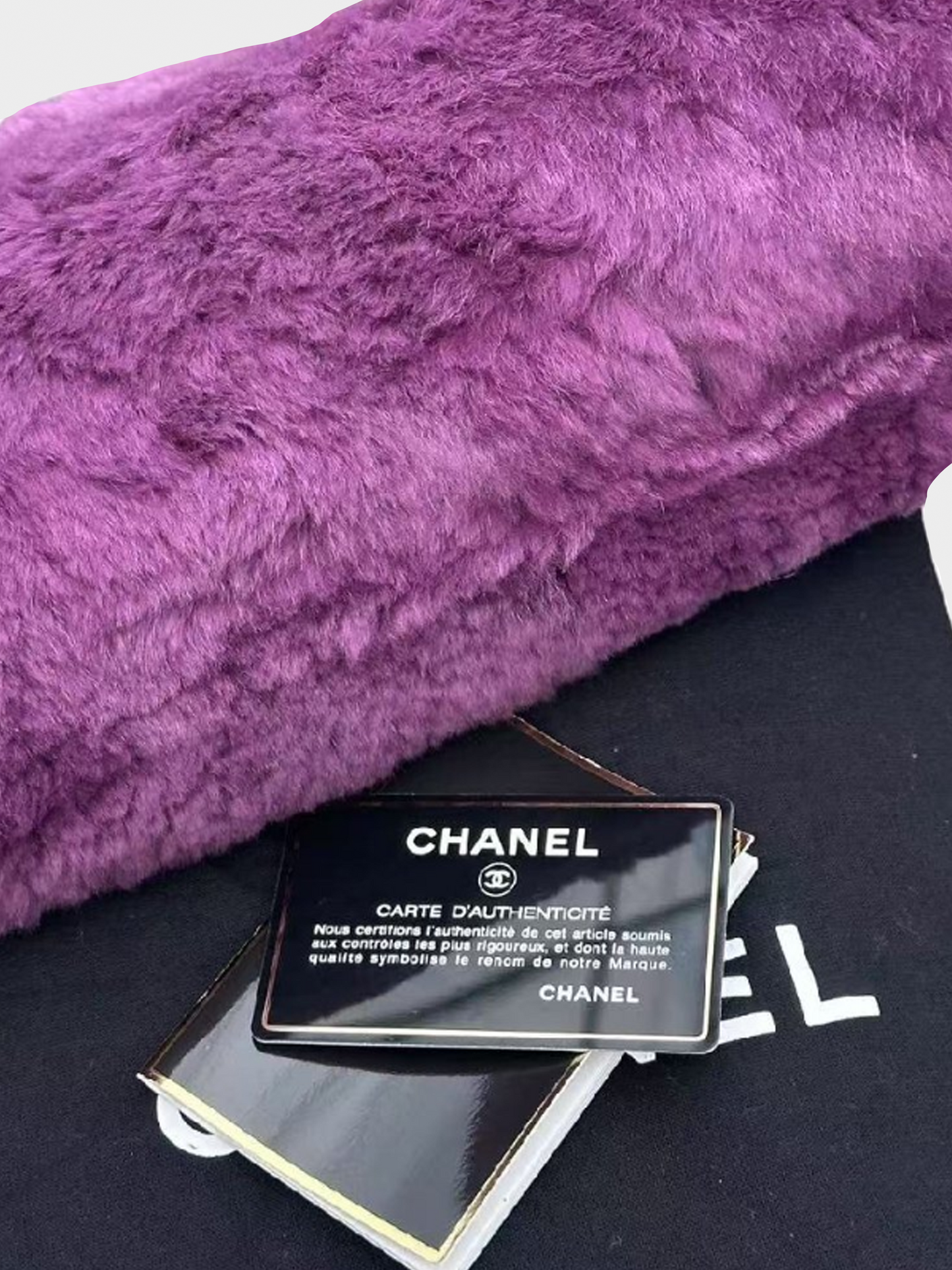 Chanel 2010s Purple Rabbit Fur CC Shoulder Bag