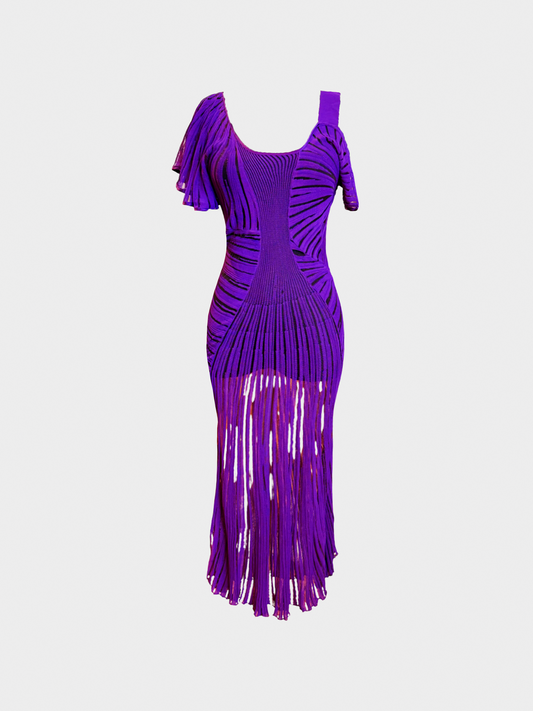 Christian Dior 2000s Purple Knitted Bodycon Dress