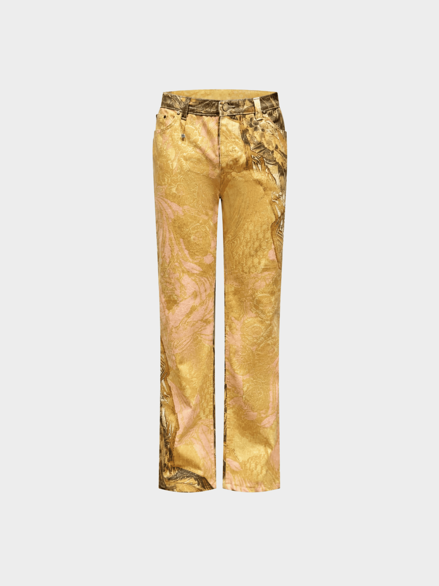 Roberto Cavalli FW 2001 Gold and Pink Animal Print Jeans