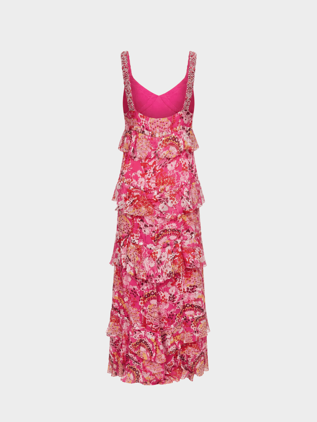 Emanuel Ungaro FW 2004 Pink Crystal Embellished Ruffle Dress
