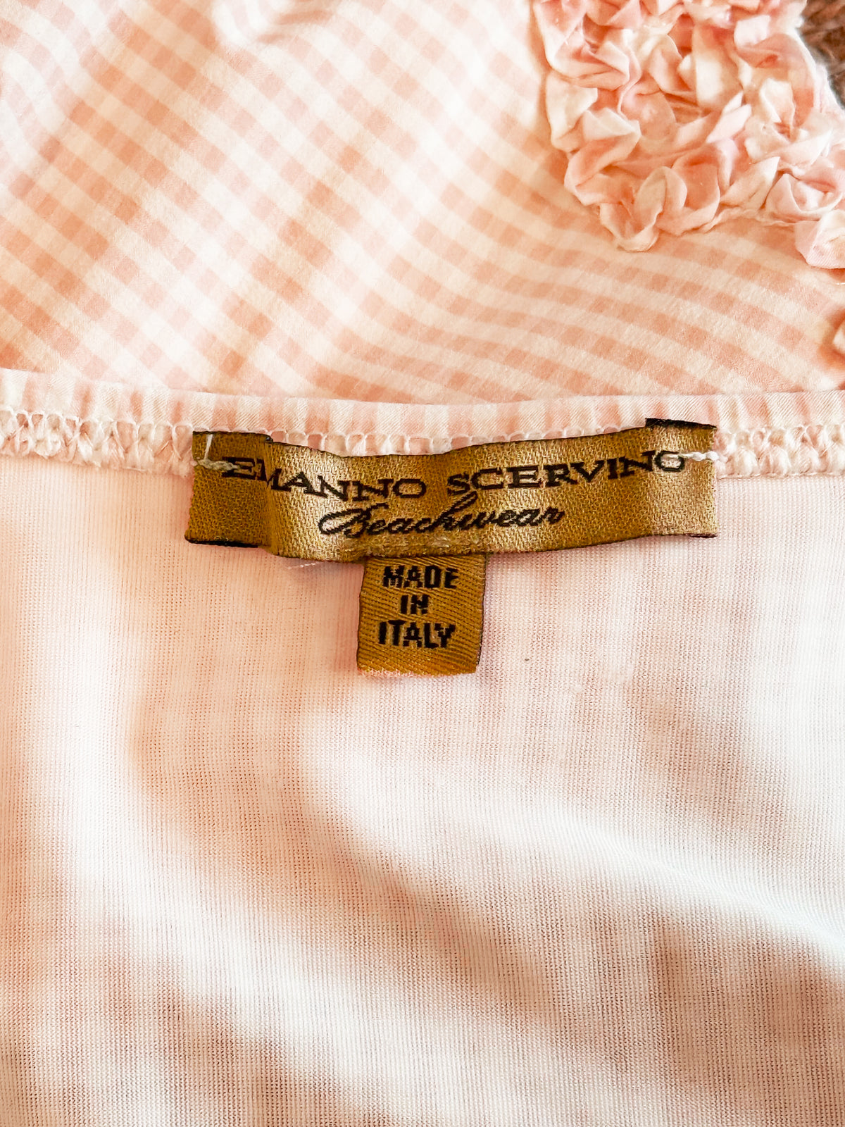 Ermanno Scervino 2010s Pink and White Gingham Print Two-piece Swimsuit