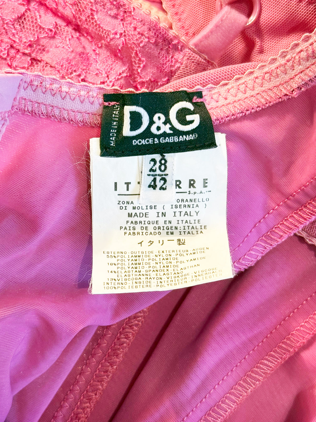 Dolce and Gabbana 2000s Pink Lace Bustier Corset Dress