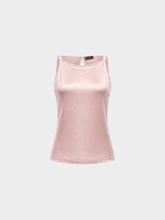 Versace 2000s Pink Open Back Jersey Top