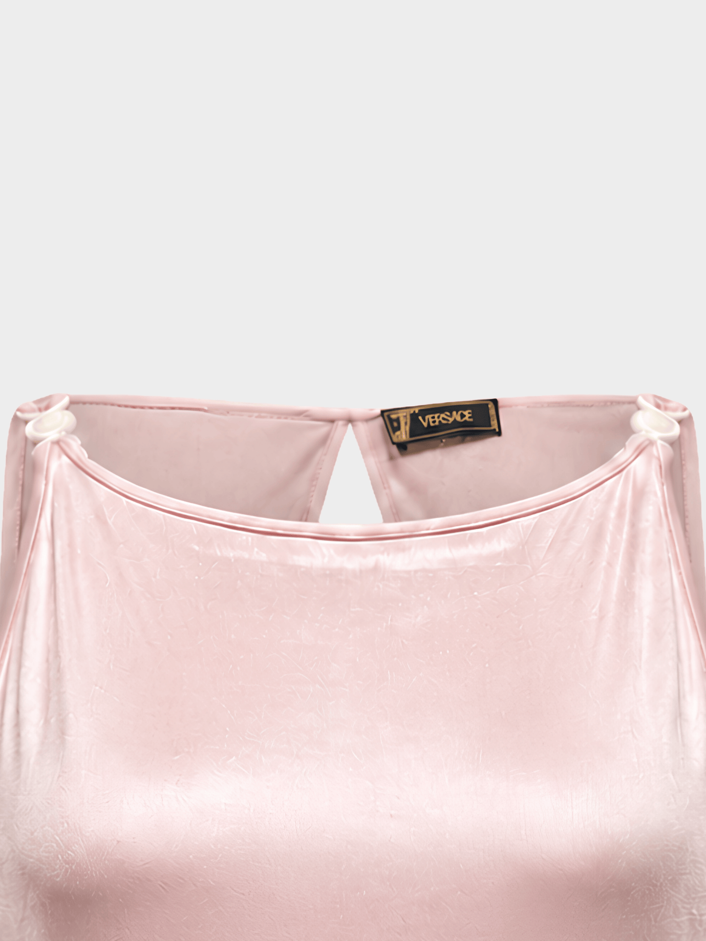 Versace 2000s Pink Open Back Jersey Top