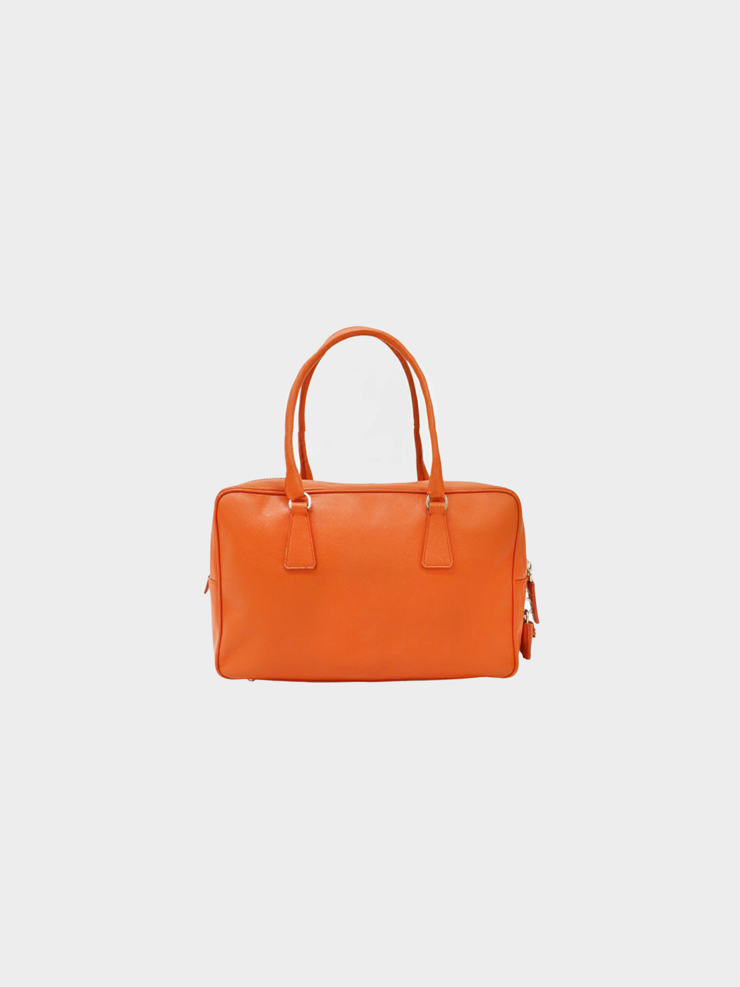 Prada 2010s Orange Saffiano Leather Boston Bag
