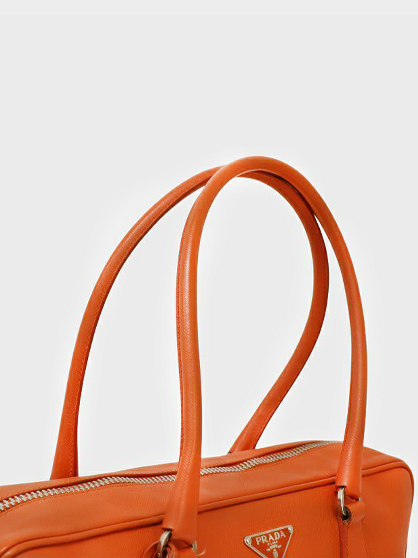 Prada 2010s Orange Saffiano Leather Boston Bag