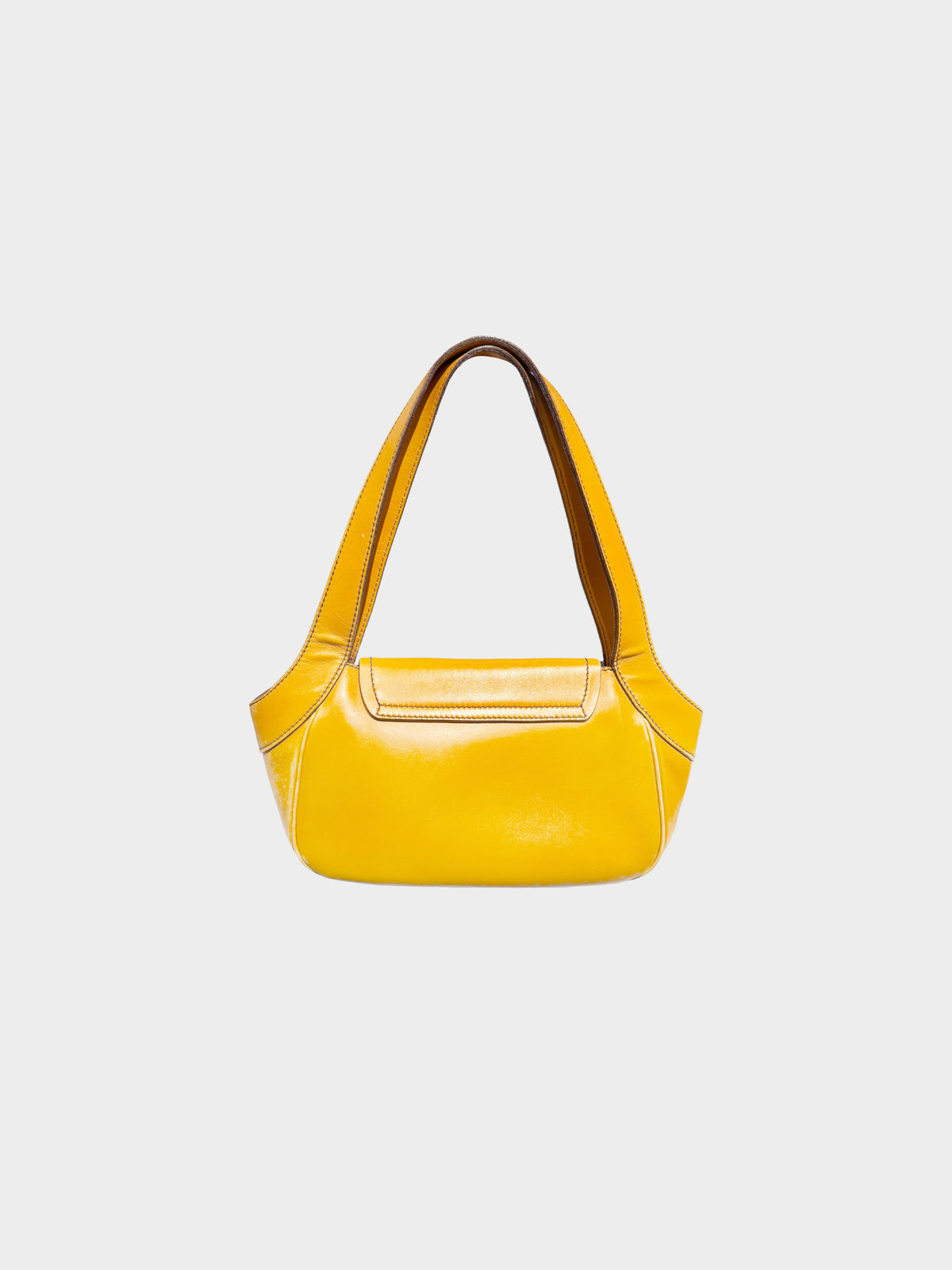 Prada SS 2005 Yellow and Brown Vitello Cuoio Shoulder Bag