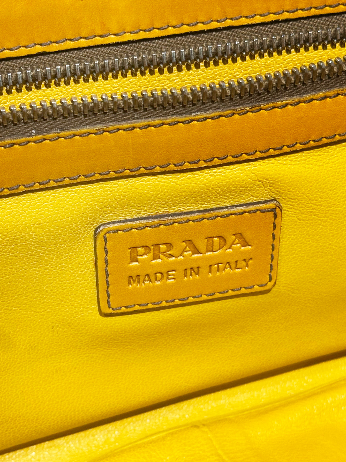 Prada SS 2005 Yellow and Brown Vitello Cuoio Shoulder Bag