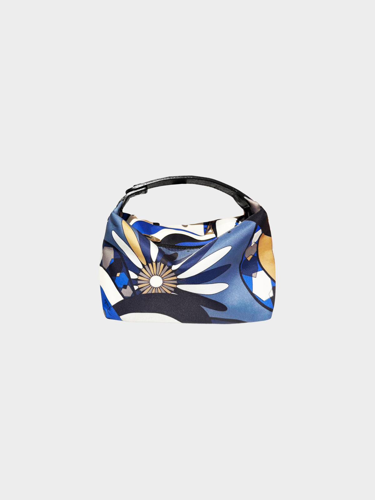 Emilio Pucci 2000s Blue Floral Printed Nylon Mini Bag
