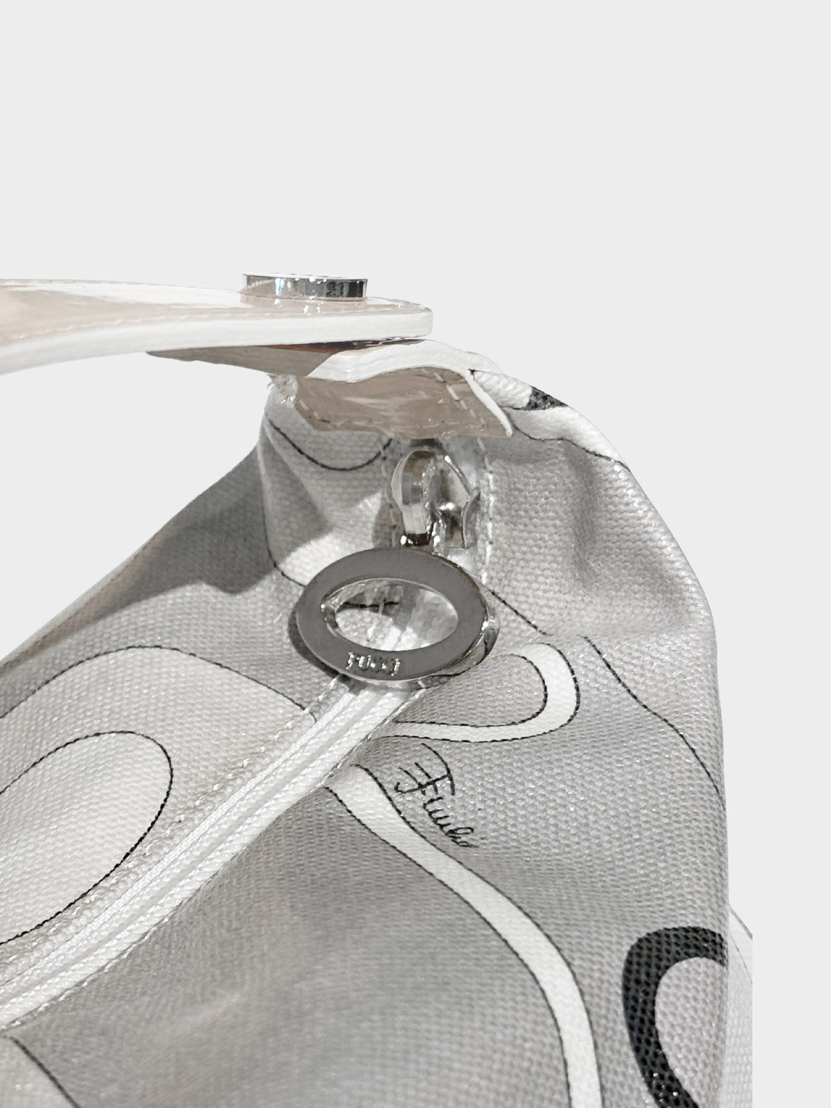 Emilio Pucci 2000s Grey Circle motif Print Canvas Mini Bag