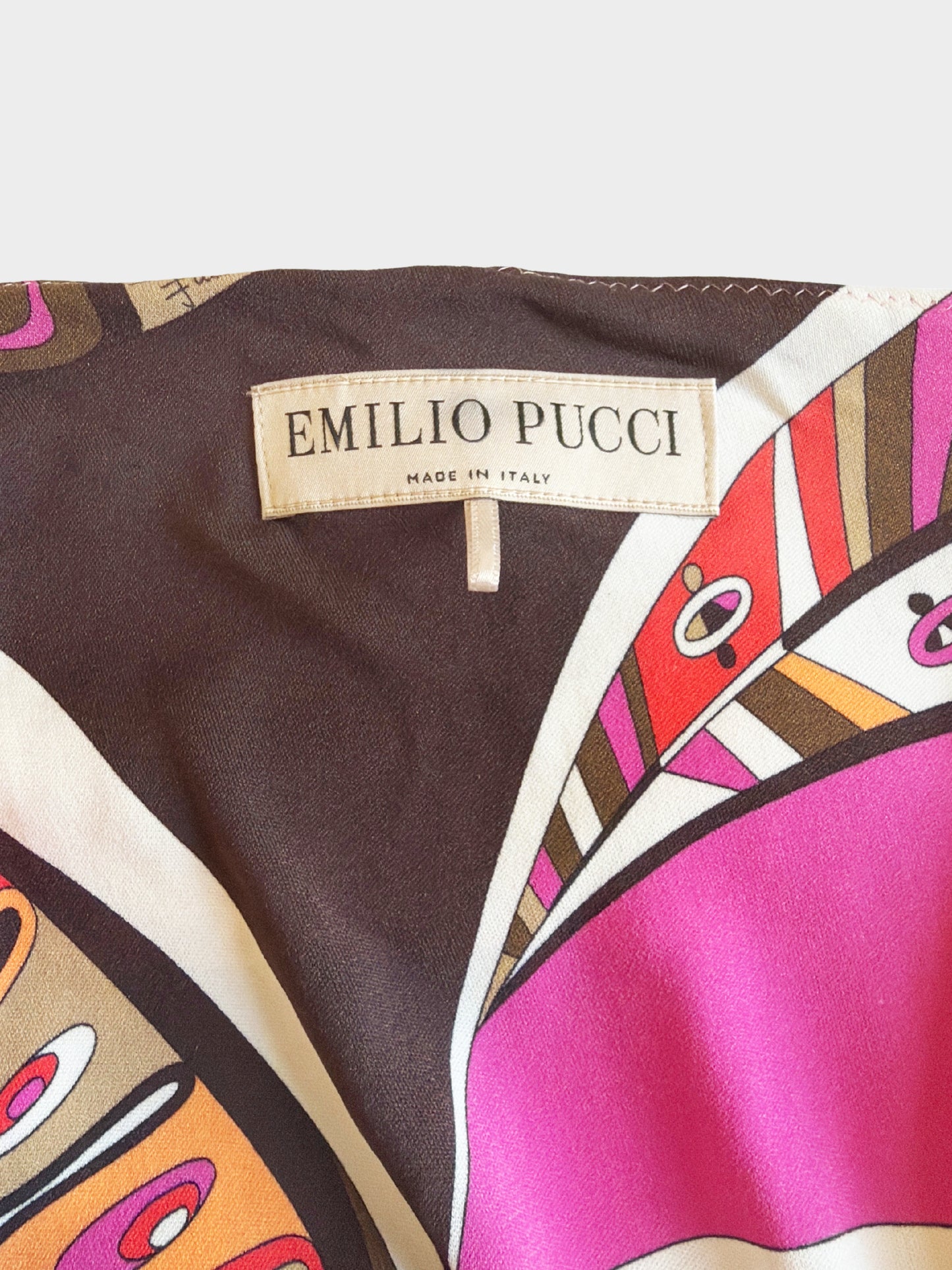 Emilio Pucci 1990s Pink Geometric Print Fitted Dress