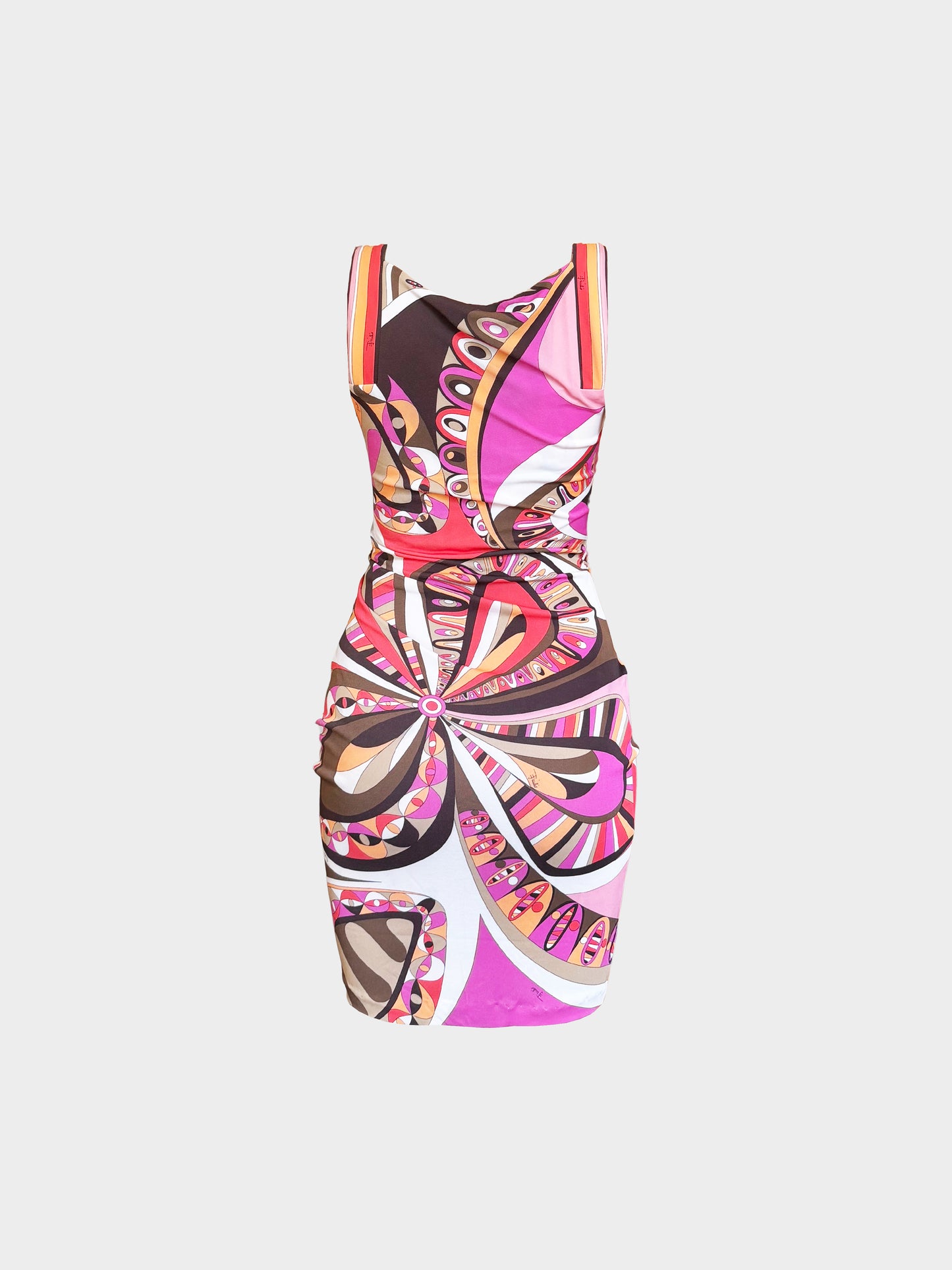 Emilio Pucci 1990s Pink Geometric Print Fitted Dress