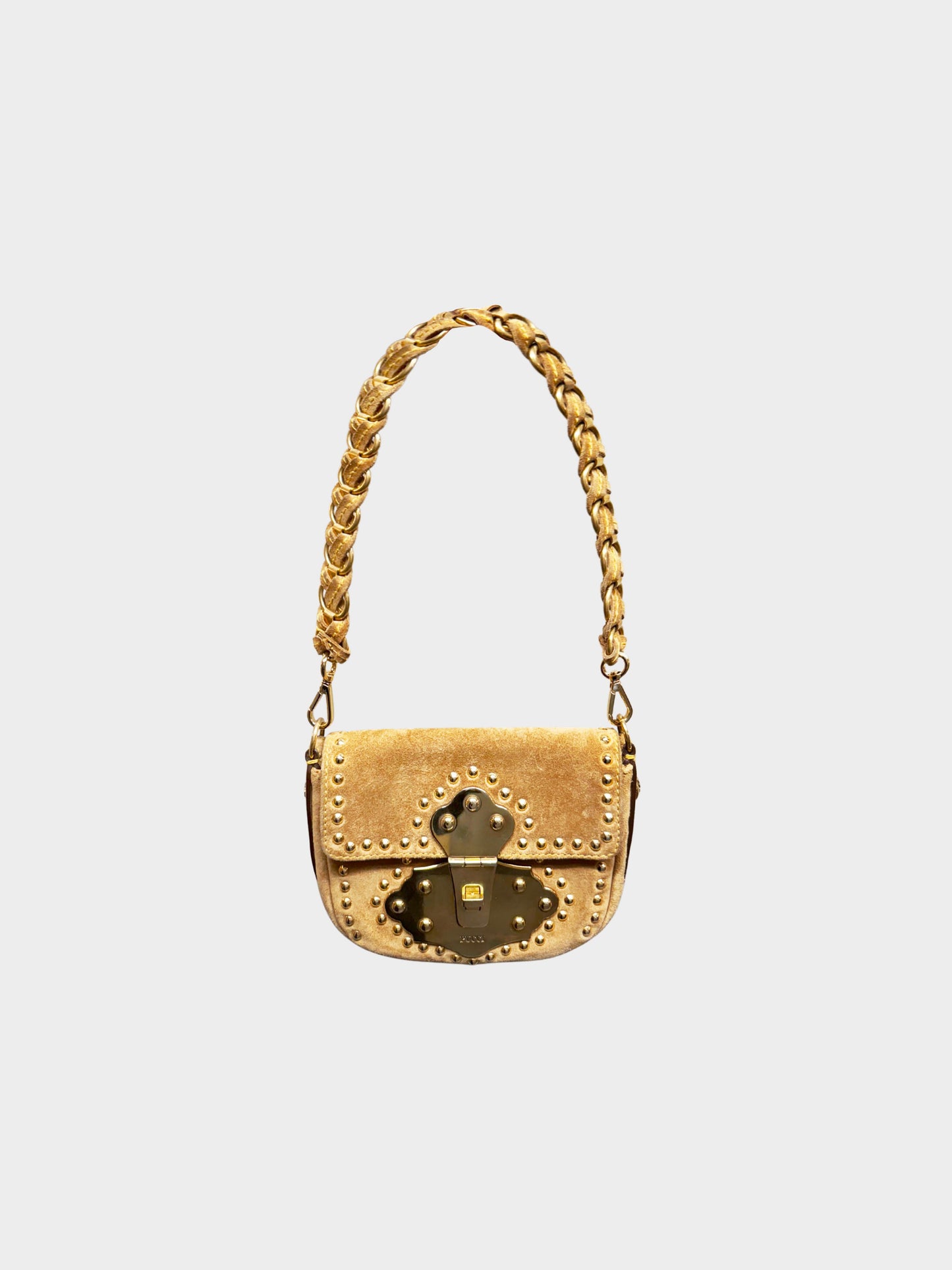 Emilio Pucci 2000s Brown Suede Metal Studded Bag