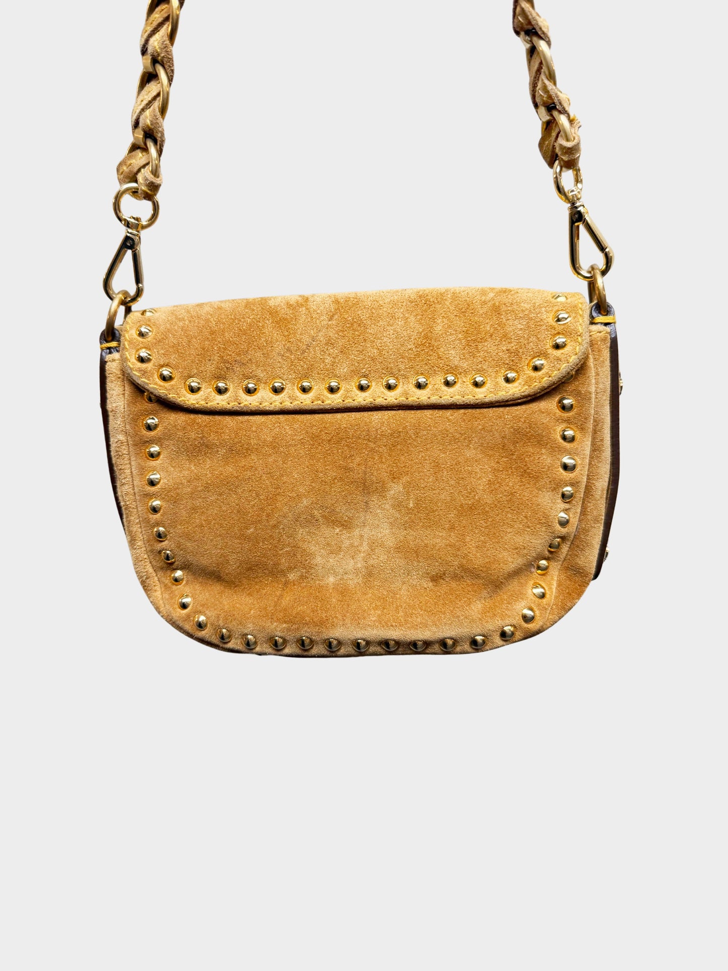 Emilio Pucci 2000s Brown Suede Metal Studded Bag