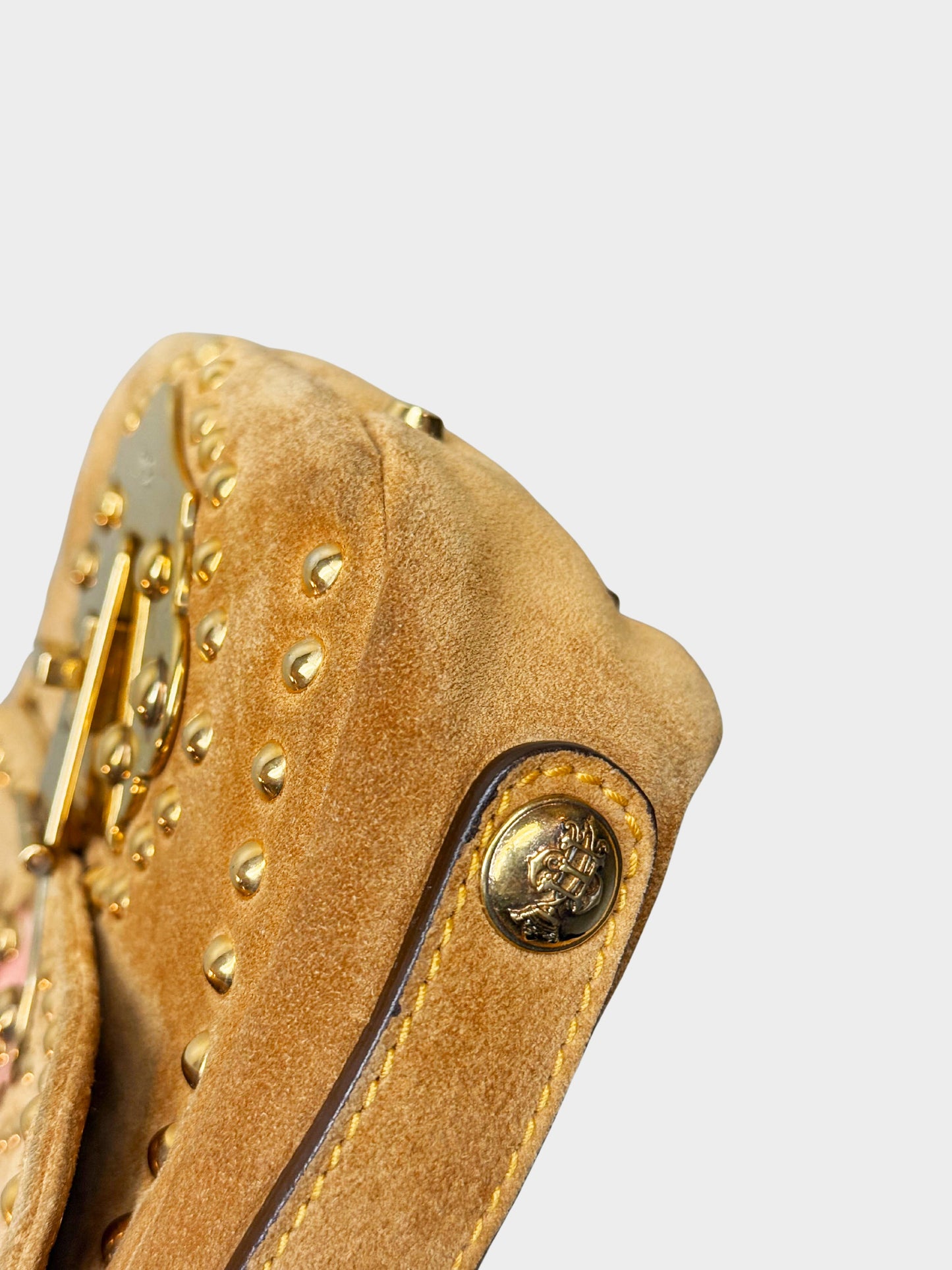 Emilio Pucci 2000s Brown Suede Metal Studded Bag