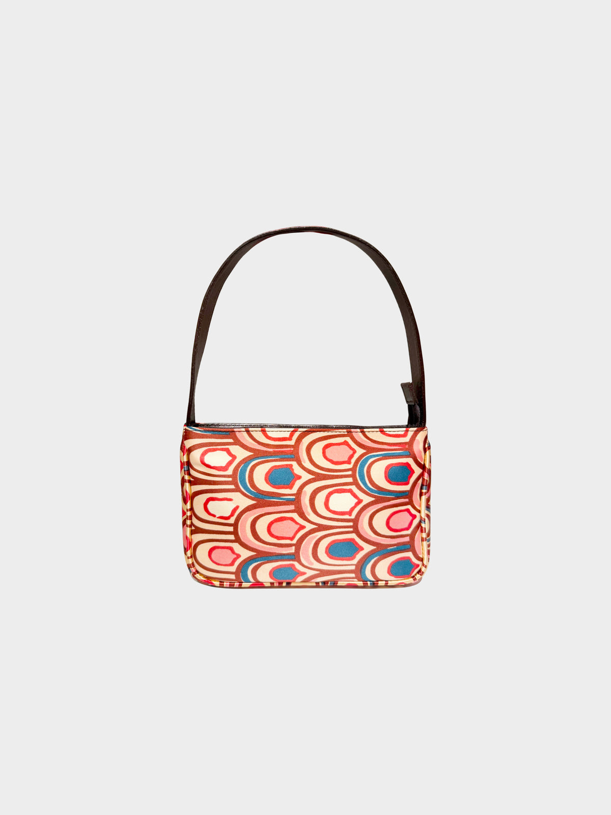 Emilio Pucci 2000s Multicolored Abstract Wave Motif Print Silk Mini Bag