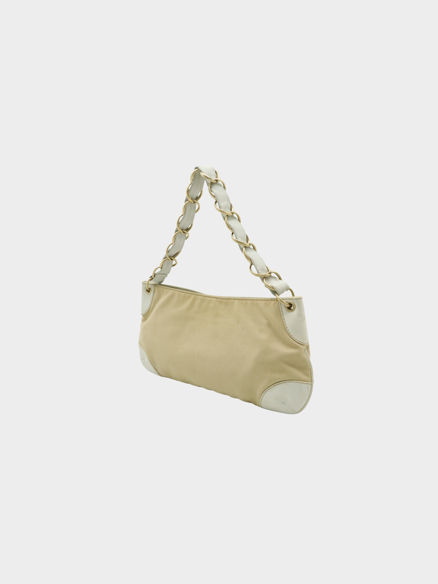 Chanel 2003-2004 Beige Canvas Olsen Pochette
