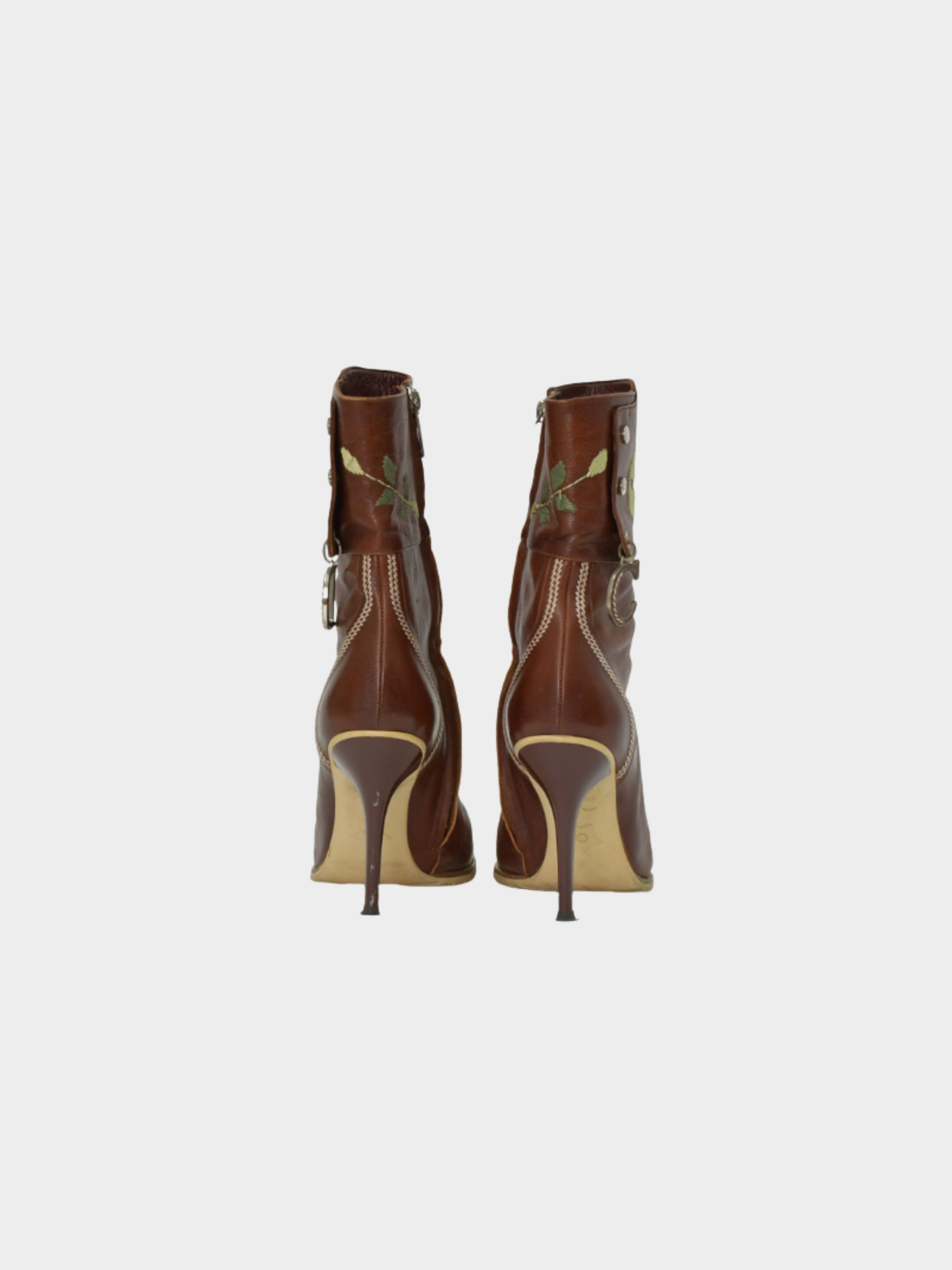 Christian Dior 2000s Embroidered Butterfly Floral Ankle Boots