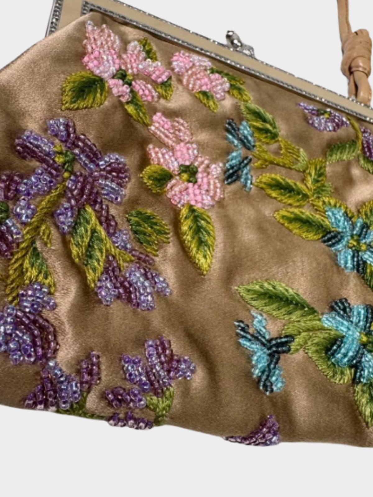 Valentino 2000s Floral Satin Beaded Handbag