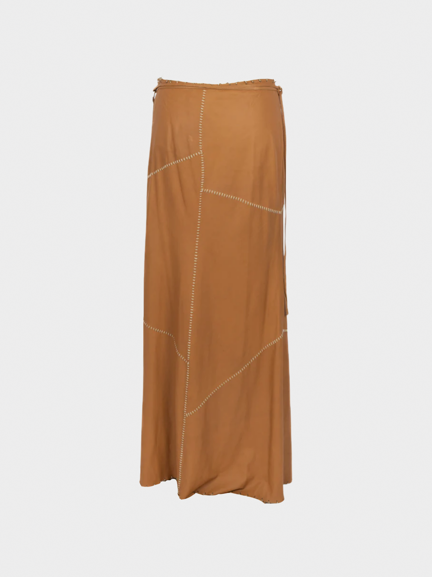 Paco Rabanne SS 2001 Brown Lambskin Ring Maxi Skirt