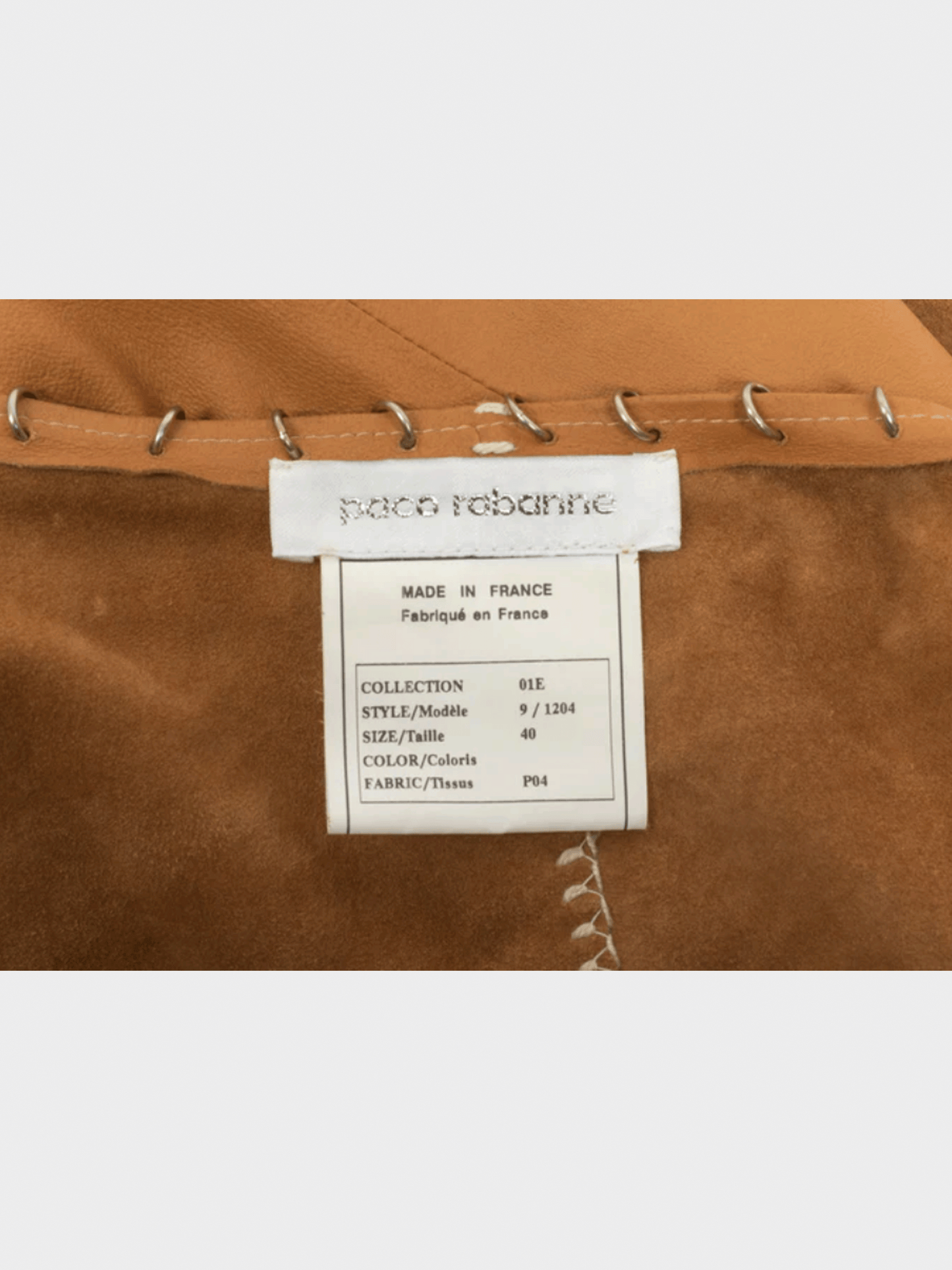 Paco Rabanne SS 2001 Brown Lambskin Ring Maxi Skirt