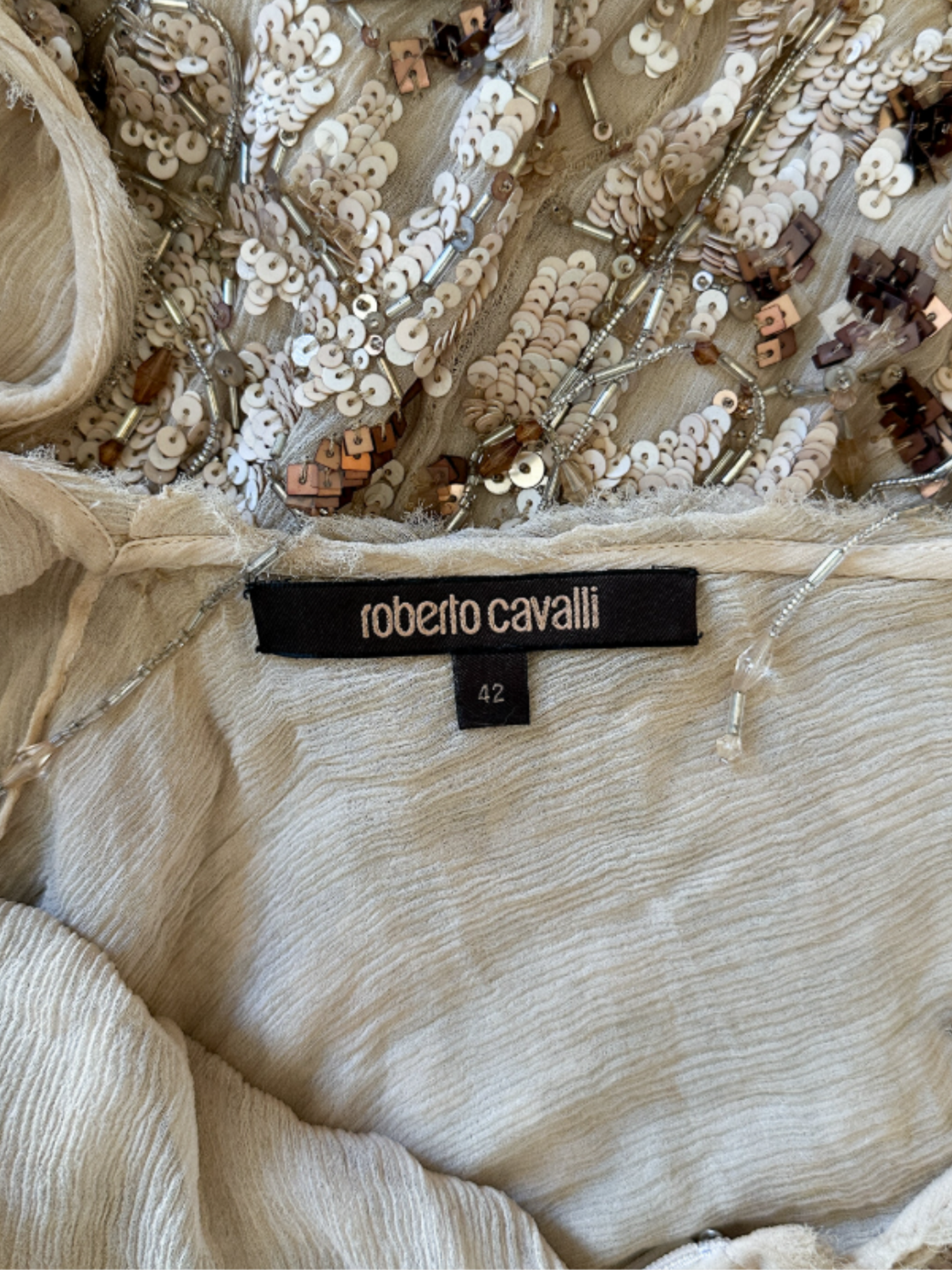 Roberto Cavalli FW 2012 Beige Embroidered Dress