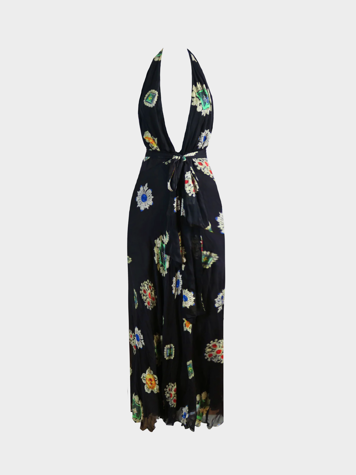 Roberto Cavalli FW 2002 Multicolour "Jewels" Printed Silk Maxi Dress
