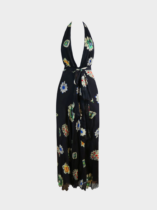 Roberto Cavalli FW 2002 Multicolour "Jewels" Printed Silk Maxi Dress