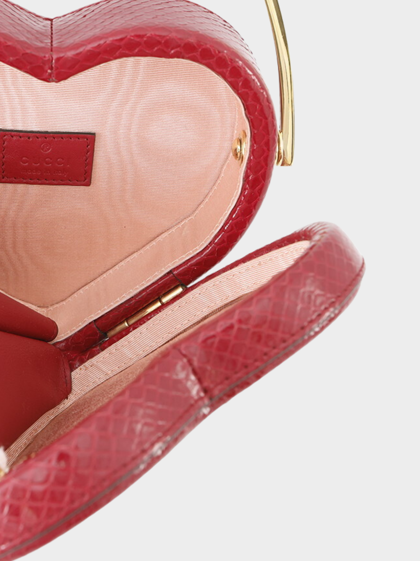 Gucci 2010s Red Broadway Mini Python Top Handle Bag