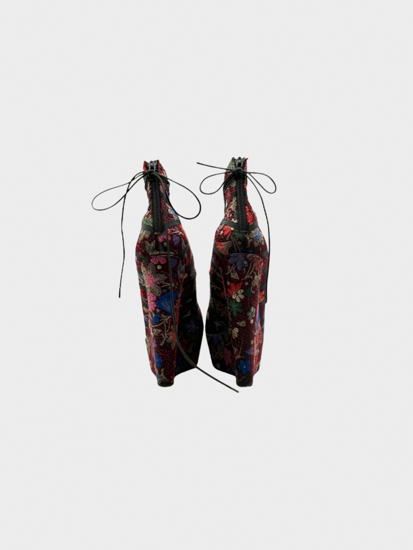 John Galliano 2004 Purple Jacquard Ankle Boots