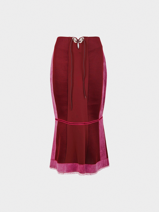 Miu Miu FW 1999 Runway Maroon Flared Skirt
