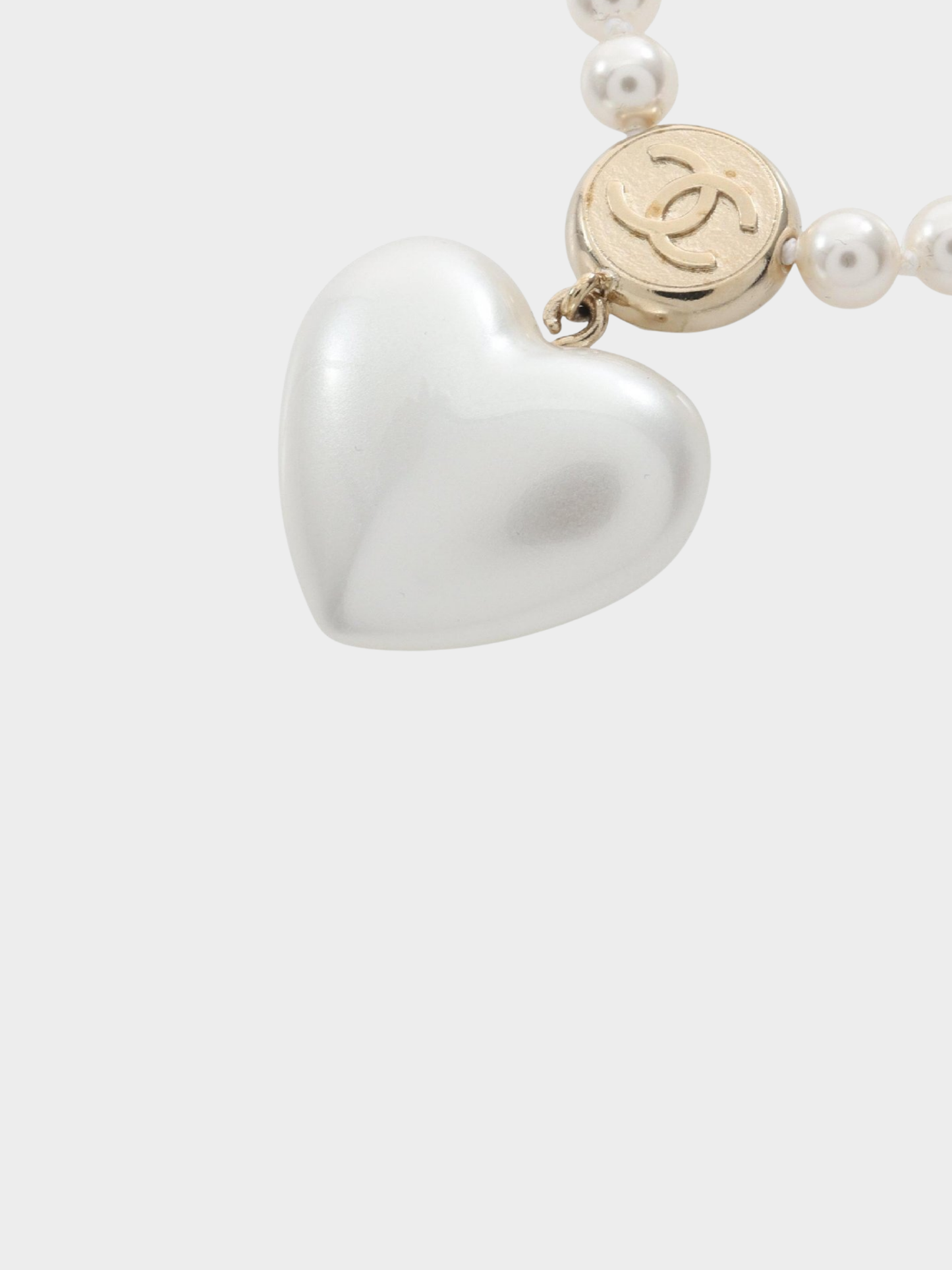 Chanel 2023 Gold CC Pink Heart Pearl Rhinestone Necklace