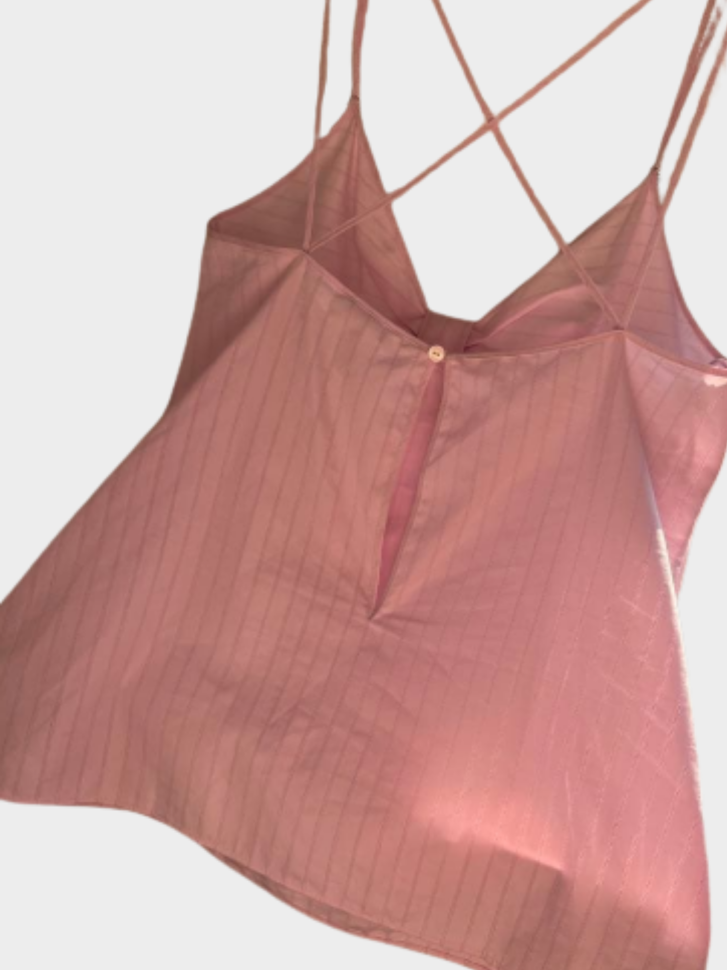 Chanel SS 2023 Pink Stripe Pattern Cotton Blend Knotted Cami Top