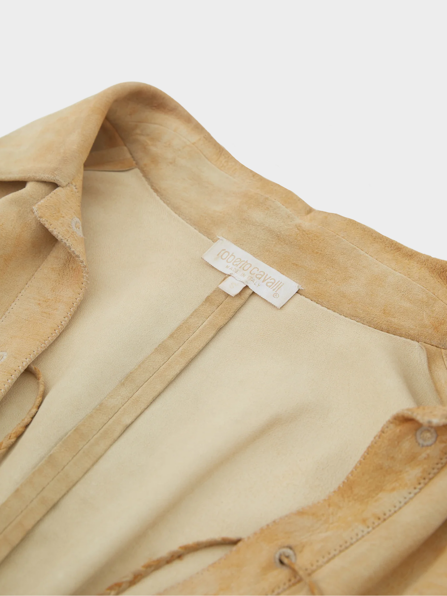 Roberto Cavalli FW 1999 Tan Suede Long Sleeved Top