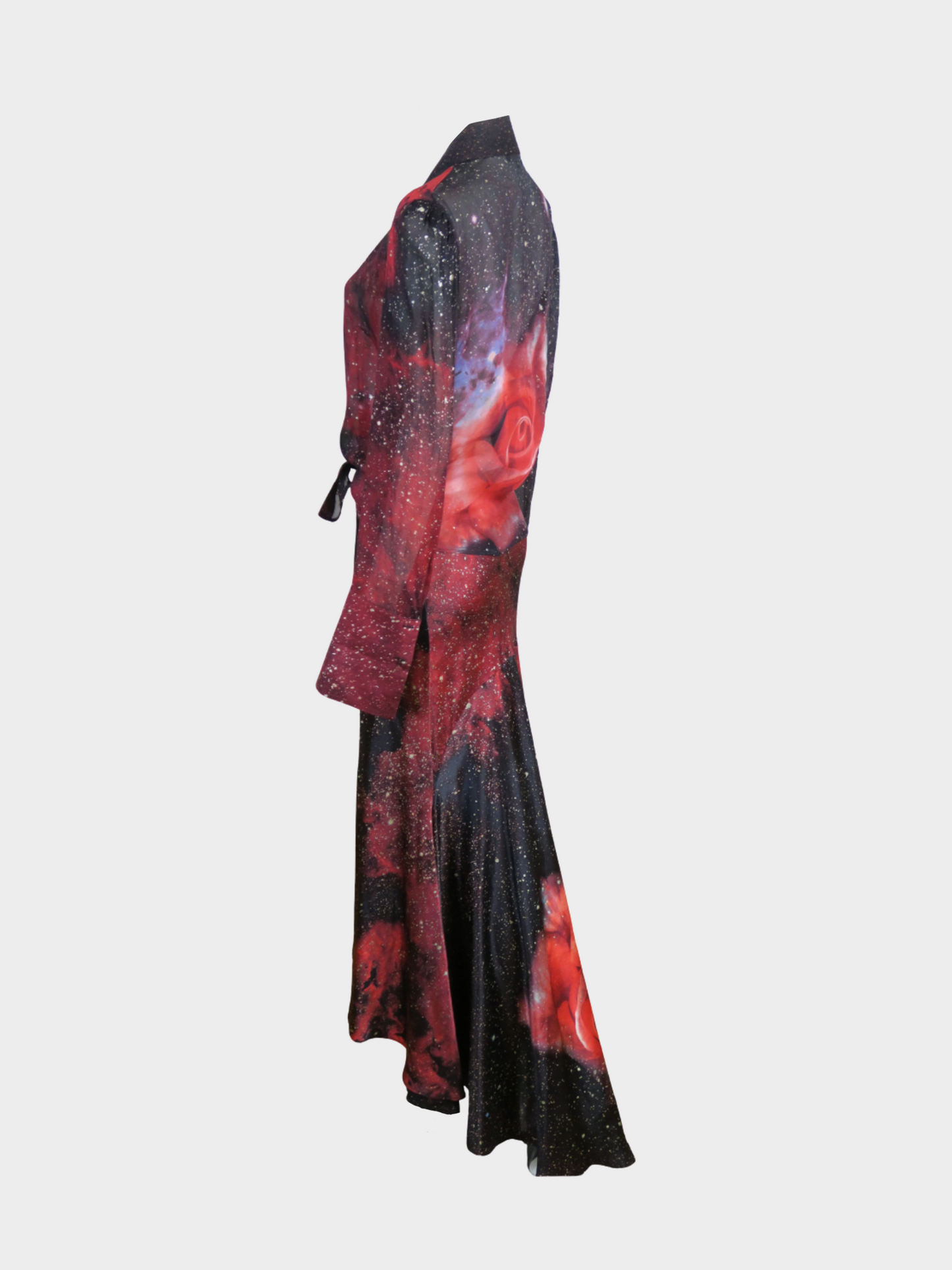 Roberto Cavalli 2000s Black and Red Galaxy Print Two Piece Set
